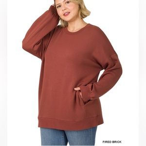 PLUS ROUND NECK SOFT STRETCH SWEATSHIRT
